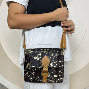 Nouveau 2025 sacs à bandoulière en cuir véritable fabriqués à la main pour femmes cheveux sur peau métallique sangle réglable épaule sacs à main sac à main - Product Image 4