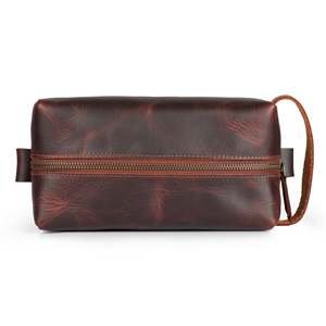 Handmade Leather Toiletry Bag Men Travel Cosmetic Organizer Waterproof Wash Storage <b>Case</b> Bag LTB-0192 - Product Image 1