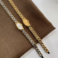 Nouvelle Montre à Quartz Minimaliste pour Femme, Plaquée Or, Rétro Mode avec Bracelet, Cadeau d'Amour, Luxe Unique, Cadran à Aiguilles Nobles