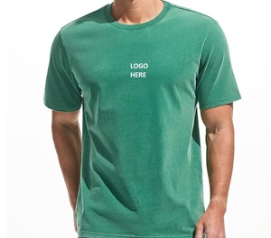 Camiseta Verde para Hombre, 100% Algodón, con Logotipo Personalizado, Impresión Serigráfica, Manga Corta, Cuello Redondo, Lisa, Informal, Estilo Urbano - Product Image 1