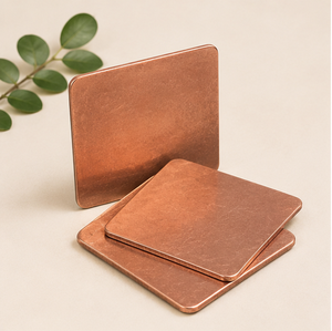 Premium Pure Copper Coaster Set Of 4 Luxury Square Metal Drink Coasters For Home Bar & Restaurant Heat Resistant Heavy Duty - Product Image 1