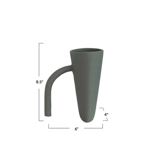 Vase de table en métal rustique « Fresh Bloom » très demandé, avec poignée et finition blanc moucheté - Product Image 2