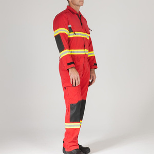 Unisex Red Flame Retardant <b>Waterproof</b> Water Resistant Workwear Coveralls Reflective High Visibility Industrial Safety Uniform - Product Image 5