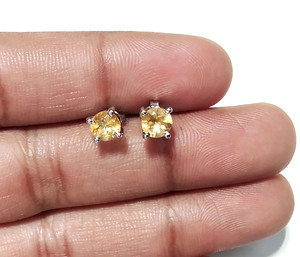 Natural Citrine Stud <b>Earrings</b> <b>Solid</b> 925 Sterling <b>Silver</b> Oval Shape Trendy Yellow Gemstone Minimalist Birthstone Jewelry Gift Her - Product Image 4