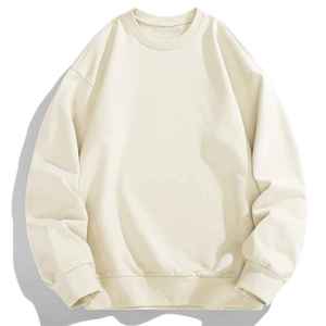Sweat-shirt unisexe à col rond en coton, couleur unie, coupe ample, tricoté, décontracté, pour l'automne - Product Image 5