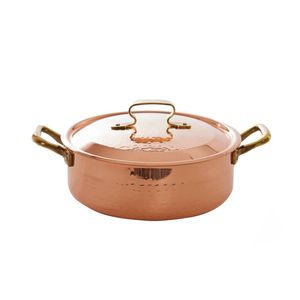 Casserole en cuivre de style vintage avec couvercle et poignées en laiton, fait main, pour la cuisine - Product Image 3