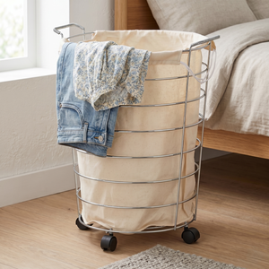 OEM Factory <b>Storage</b> Furniture Home <b>Storage</b> 60TC Bag rolling Basket Modern Laundry <b>Hamper</b> for Dirty Clothes Washing Shelf - Product Image 1