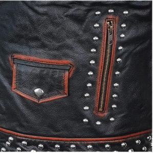 Gilet de motard pour homme en polyester/coton clouté avec pointes, rivets style punk rock, anti-plis, séchage rapide, vêtement d'extérieur hiver - Product Image 4