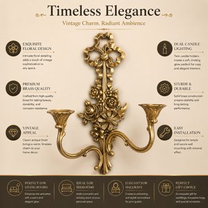 Vintage Floral Cross Wall <b>Sconce</b> Double Light Decorative brass Wall Lamp and Antique Gold Wall <b>Lighting</b> Fixture for Home Decor - Product Image 5