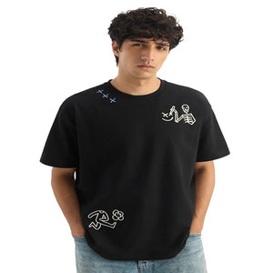 Camiseta Nueva de Fabricante, 270g, Estilo Waffle, Hombros Descubiertos, Blanca, Cuello Redondo, Manga Corta, para Parejas - Product Image 1