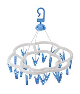 Séchoir à linge rond à 24 pinces avec 16 pinces roses, cintre en plastique de type crochet pour buanderie, design multifonctionnel et durable - Product Image 4