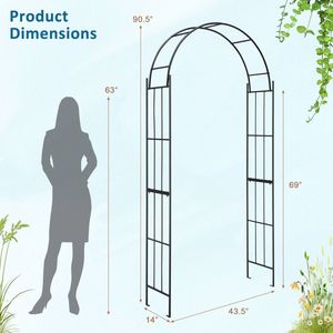 Arche de jardin en métal de 7,5 pieds pour la décoration extérieure et les plantes grimpantes, idéale pour les mariages - Product Image 4