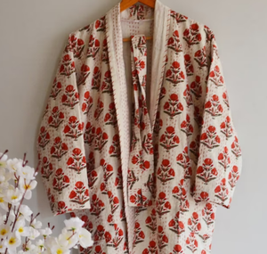 Vintage Kantha longues vestes avec manches longues et poches Design réversible brodé manteau longue veste Kimono indien fait à la main - Product Image 2