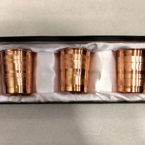Artisan Craft Copper Glass Tumbler Handmade Ayurvedic Drinking Water Cup Metal <b>Drinkware</b> Export Supplier - Product Image 1
