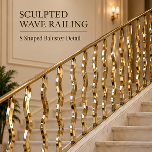 Rampe d'escalier en bronze sculpté en forme de vague pour hôtels de luxe, villas, escaliers et intérieurs architecturaux modernes - Product Image 1