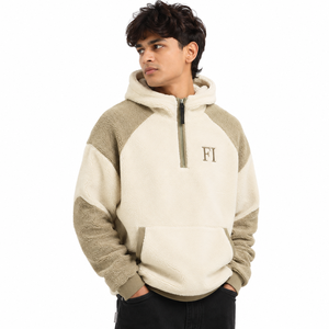 Sweat-shirts en molleton de coton pour hommes, personnalisés, à demi-zip, coupe oversize, manches raglan, logo brodé, poche avant, vêtements décontractés d'hiver, fabrication américaine - Product Image 1