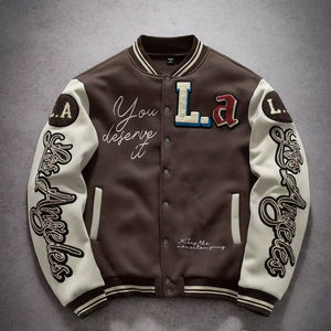 Veste varsity premium pour homme et femme, style streetwear, avec patchwork brodé, appliqué, logo en chenille, manteau en polaire chaud pour l'hiver - Product Image 1