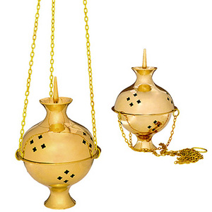 Incensario Colgante de Latón con Diseño de Corte Cruzado |   Incensario para Iglesia - DOUBLE VEE EXPORTS - Product Image 1