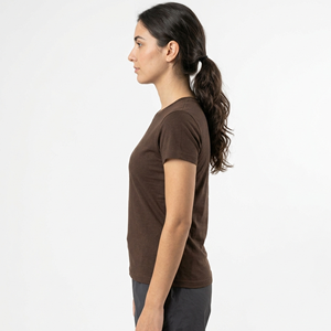 Camiseta Corta de Mujer, Cuello Redondo, Corte Ajustado, Manga Corta con Puños, Teñido con Pigmentos, Estilo Casual, Tejido de Algodón - Product Image 5
