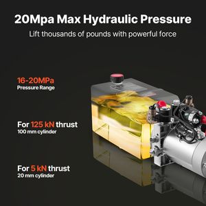 Centralina Idraulica da 6 Quarti a Doppio Effetto per Rimorchio Ribaltabile con Pressione Massima di Scarico di 3200 PSI, Portata di 0,91 GPM, 12V DC - Product Image 3