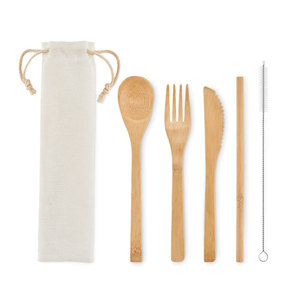 Set personalizzato di posate usa e getta paglia di bambù coperto Set - Product Image 1