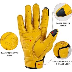 Guantes de Motociclista de Cuero de Cabra Genuino de Primera Calidad con Forro Interior Cálido y Acolchado de Espuma para Prevenir Lesiones - Product Image 6