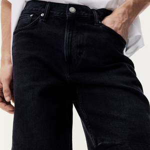 กางเกงขาสั้นเบอร์มิวด้าผู้ชาย สีดำ ผ้าฝ้ายอ๊อกซ์ฟอร์ด 100% เอวกลาง ซิปหน้า สีพื้น สวมใส่สบาย กันน้ำ เป็นมิตรกับสิ่งแวดล้อม แห้งเร็ว - Product Image 5