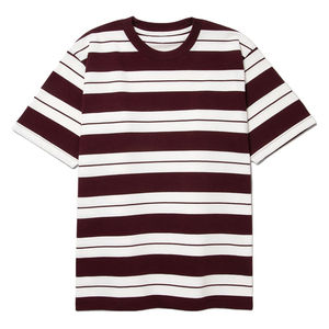 Camiseta de Moda para Hombre, Diseño Simple a Rayas, Manga Corta, Cuello Redondo, 100% Algodón - Product Image 1