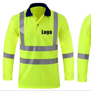 Polo T-shirt unisexe haute visibilité en polyester avec logo personnalisé, vêtements de travail réfléchissants, impression numérique, fusion sans couture, haute visibilité - Product Image 1