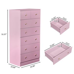 Cassettiera Macaron con 5+2 Cassetti 66*40*131cm in Truciolato con Finitura Melaminica e Maniglie Oro Opaco - Product Image 1