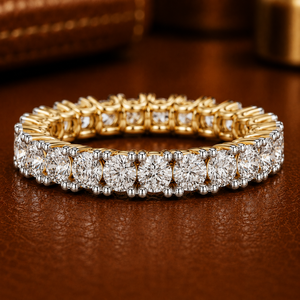 Bagues de mariage en or massif 14 carats avec diamants ronds brillants de laboratoire, sertissage éternité, qualité DEF VVS, fournisseur OEM en gros - Product Image 1