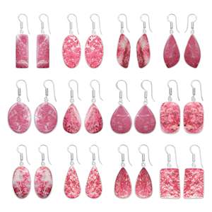 High Quality Natural Silver Thulite Gemstone Cute Minimalist Charm Earrings Setting Trendy Fine Dangle Jewelry Party <b>Gift</b> - Product Image 1