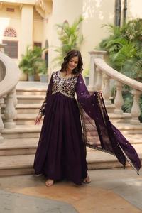 Robes Anarkali longues pour femmes, style indien pakistanais, faux sequins en fleurs, broderie multi-zari, pour mariage et fêtes - Product Image 4