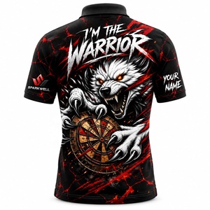 Polo de Manga Corta para Hombre con Estampado de Lobo Rojo y Negro, Transpirable, de Poliéster Tejido, Ropa Deportiva Informal - Product Image 2