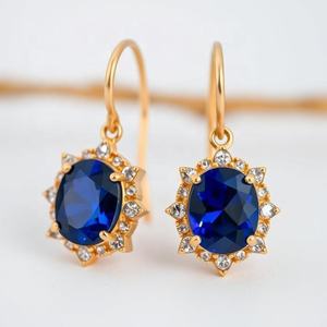 ของขวัญปาร์ตี้แบบเรียบง่าย925ทึบต่างหูห้อยเงินสเตอร์ลิงสำหรับผู้หญิงเครื่องประดับชั้นดีสีน้ำเงินมีดีไซน์หรูหรา - Product Image 4