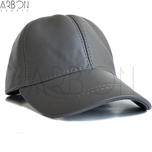 Unisex High Quality Waterproof Wholesale <b>Plain</b> Factory Rate Premium Custom Logo Grey Leather <b>Baseball</b> <b>Caps</b> For Adult Wear - Product Image 3