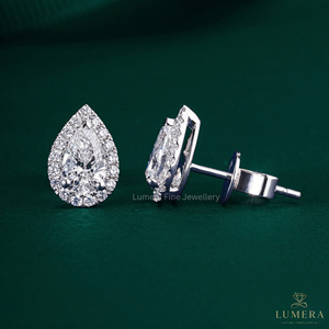 Modern Pear Shape Lab Created Diamond Halo <b>Earrings</b> Luxury Cluster Pure Shine Studs for Premium Anniversary Celebration Gift - Product Image 3