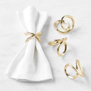 Ensemble de 6 anneaux à serviettes en laiton poli de luxe, élégants supports à serviettes ronds en métal doré à design côtelé pour dîner et table d'hôtel - Product Image 5