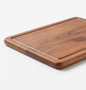 Planche à découper rectangulaire en bois de noyer avec rainure pour les jus et bord arrondi épais - Product Image 5