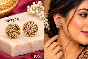 Boucles d'oreilles pendantes ethniques classiques de haute qualité en alliage de zinc plaqué or, zircon taille ovale, imitation perle, pour femme, mode fiançailles - Product Image 4