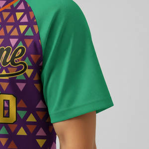 Maillot de baseball unisexe avec logo brodé par sublimation, respirant, manches courtes, design color block, nom et numéro de l'équipe - Product Image 3