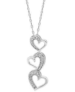 Diamante triplo cuore 18 "collana pendente (1/10 ct. T. w.) in argento Sterling | Macacy's - Product Image 1