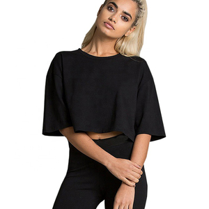 Women's <b>Black</b> Cropped <b>Batwing</b> Sleeve T-Shirt Oversized Knitted O-Neck Loose Fit Solid Color All Seasons <b>Top</b> - Product Image 1