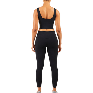 Ensemble de yoga deux pièces pour femme, taille haute, 100 % coton, séchage rapide, extensible, respirant, écologique, avec logo personnalisé, en promotion - Product Image 4