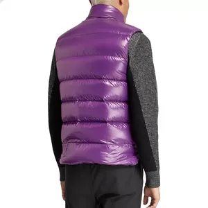 Gilet matelassé violet pour homme, col montant, coupe-vent, rembourré de duvet, décontracté, pour l'hiver, coupe régulière, fermeture éclair - Product Image 4