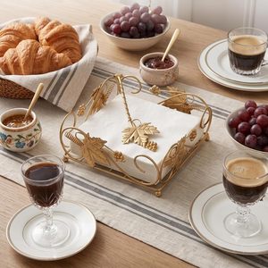 Porte-serviettes en or pour table à manger et cuisine |   Support décoratif en métal pour papier de soie, pour la maison, le restaurant, le bureau - Product Image 5