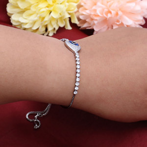 Wholesale <b>Gold</b> Plated Blue Evil Eye <b>Adjustable</b> Slide Rope <b>Bracelet</b> Fine Silver Jewelry for Women Gift Everyday Wear - Product Image 6