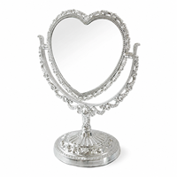 Miroir de table en forme de cœur or et argent, double face rotatif, miroir de princesse, miroir de maquillage en plastique, Espejo De Maquillaje