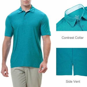 Polo de performance pour homme Heather Turquoise – Vêtements de sport respirants en mélange pour l'entraînement - Product Image 3