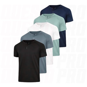 เสื้อเชิ้ตเฮนลีย์ผู้ชาย เสื้อยืดเบสิค ซับเหงื่อ ระบายอากาศดี ติดกระดุม แขนสั้น สวมใส่สบายๆ สำหรับฤดูร้อน ผ้าฝ้ายผสม น้ำหนักเบา - Product Image 1